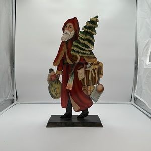 Vintage Dept 56 Metal Tin Santa Christmas
